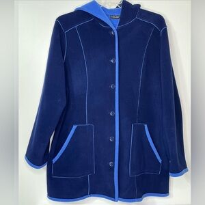EUC Button Front Hooded Fleece Coat, XL